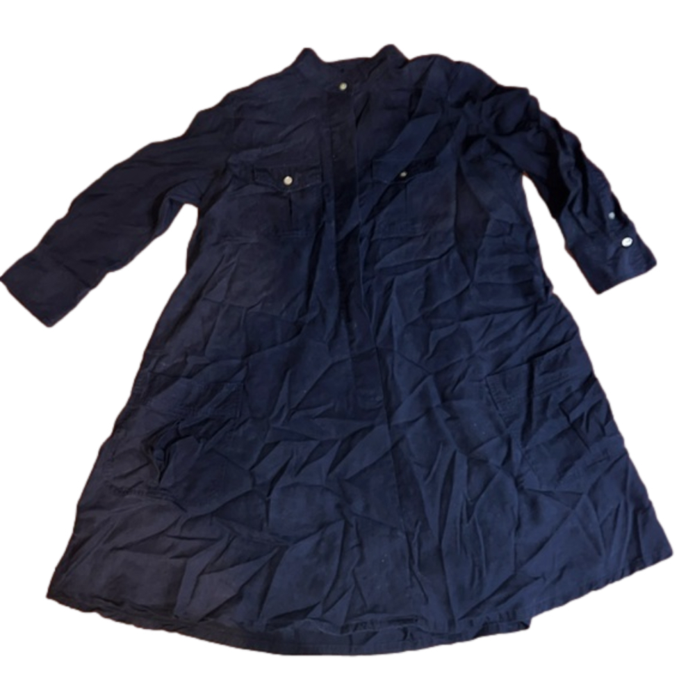 Navy Blue Button Down Sharagano Collared Dress - image 1